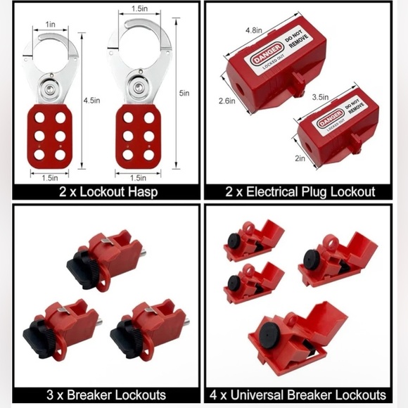 Electrical Lockout Tagout Kit OSHA Compliant Circuit Breaker Lockout Safety (NEW - Picture 5 of 6